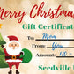 Seedville USA Shop Gift Certificate - Christmas Design - By Email or Postal Mail - You Choose Amount