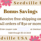 Seedville USA Shop Gift Certificate - Pink Flower Design - By Email or Postal Mail - You Choose Amount