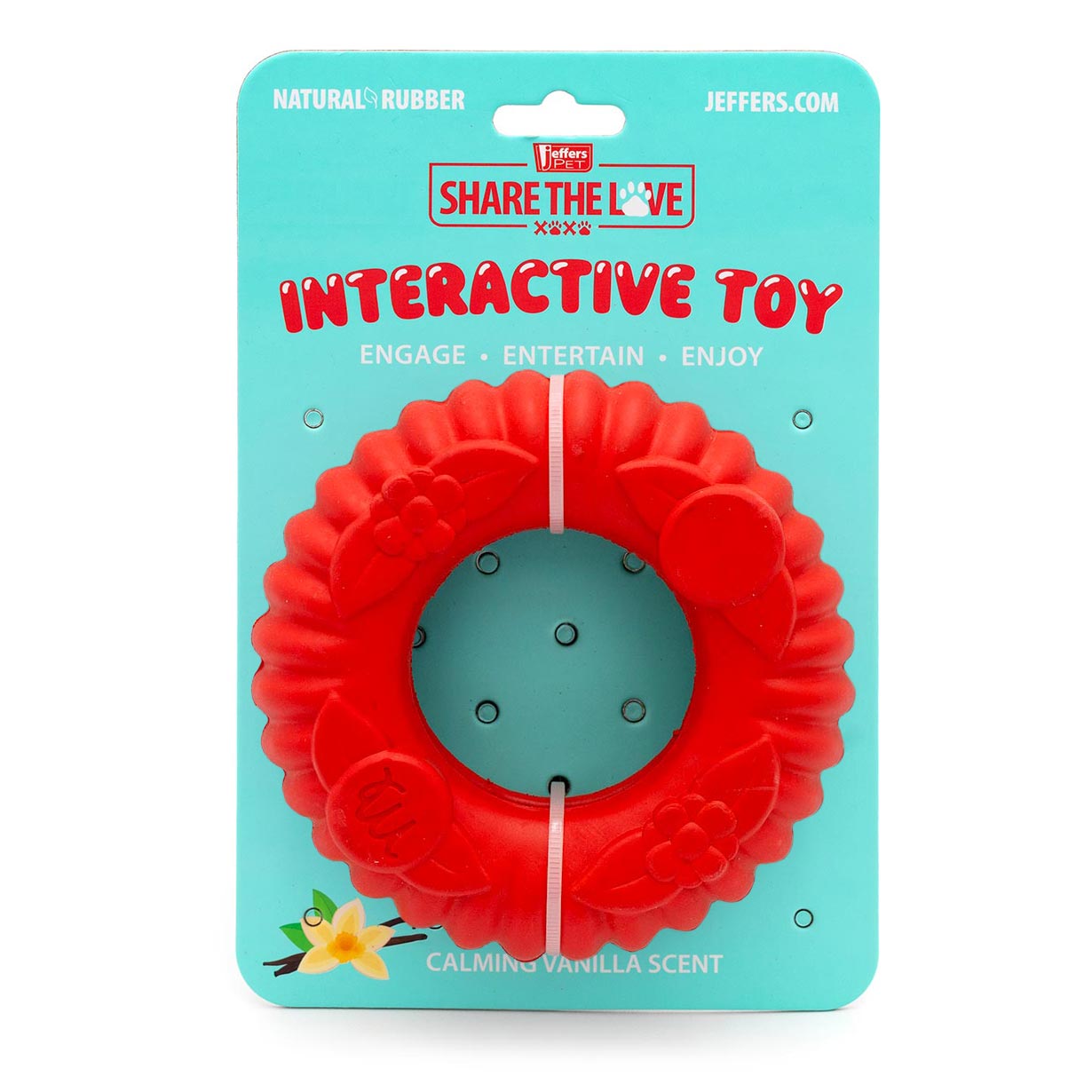 Jeffers Red Virgo Tugger Natural Rubber Dog Dental Chew Toy for Interactive or Solo Play