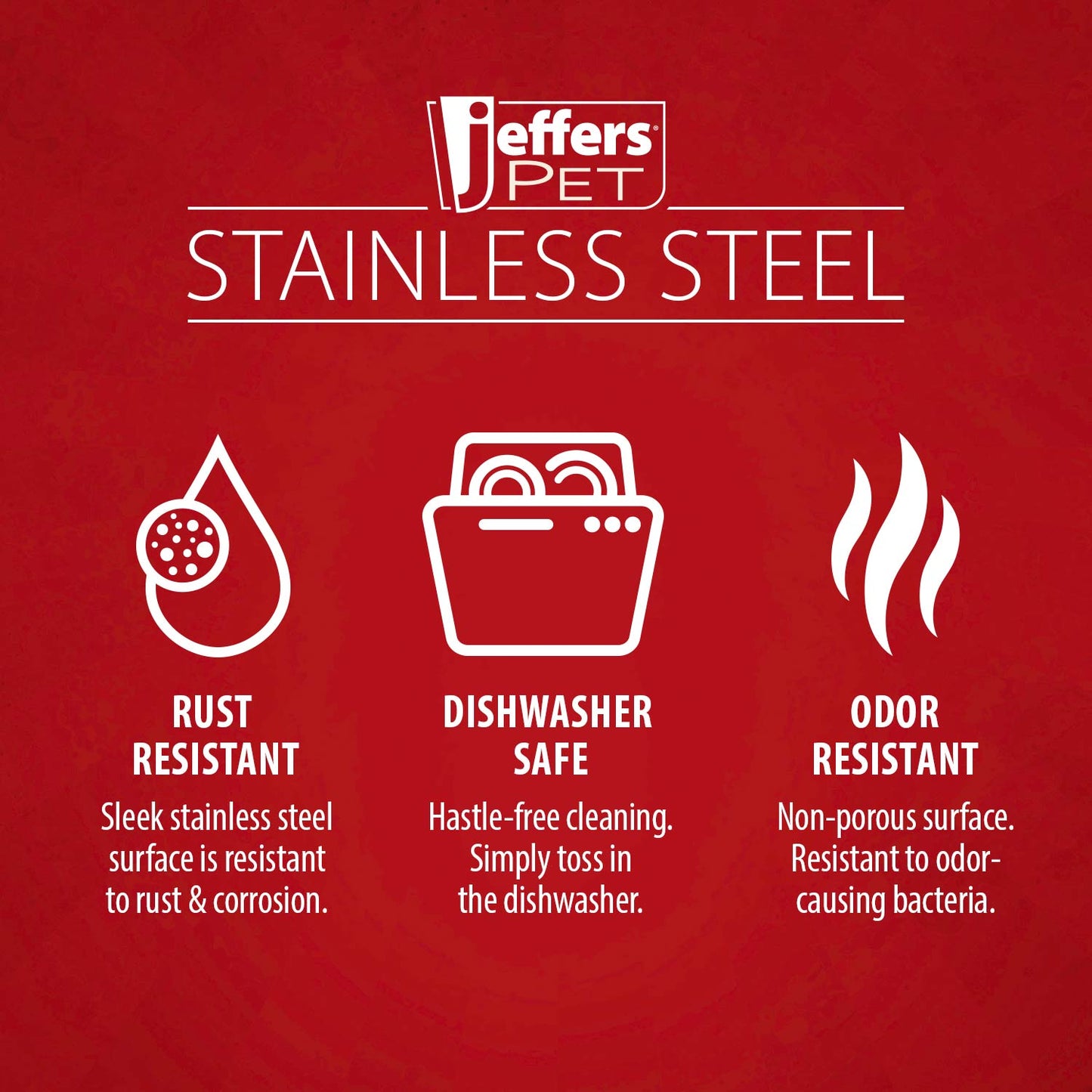 Jeffers Stainless Steel Embossed Wide-Lip Food & Water Pet Bowls