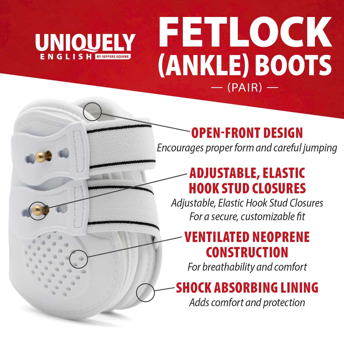 Jeffers Uniquely English Fetlock Boots for Horses, 2-Pack