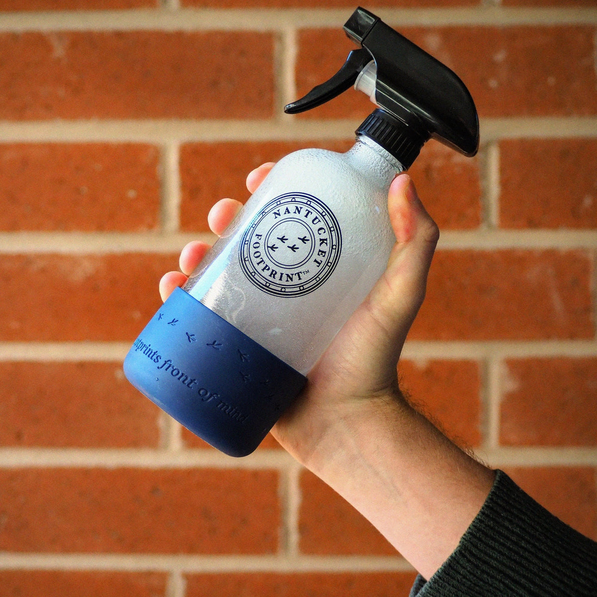 Botella pulverizadora de vidrio reutilizable de 16 oz (vacía) con base acolchada de silicona