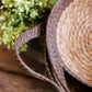 Khaki Brown Straw Basket with Handles