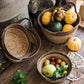 Khaki Brown Straw Basket with Handles