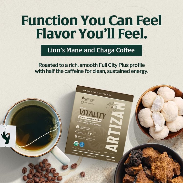 Organic Mushroom Coffee Singles Vitality with Lions Mane & Chaga