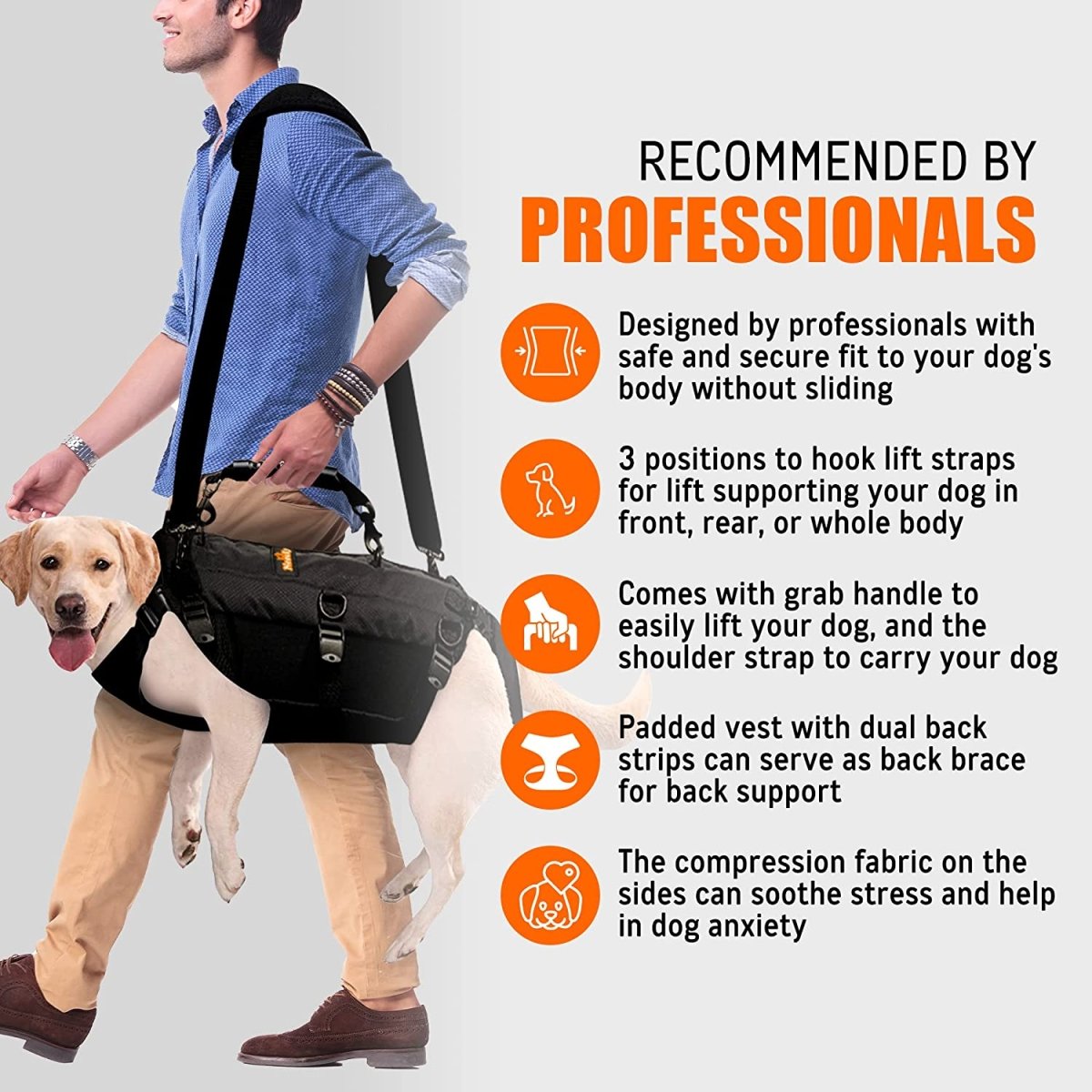 NeoAlly Arnés de elevación para perros 5 en 1, soporte completo para el cuerpo, resistente