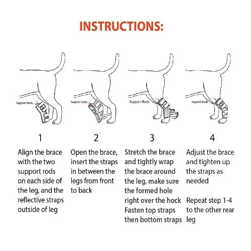 Rodillera NeoAlly para patas traseras de perro con tiras de metal para perros grandes [versión larga] (par)