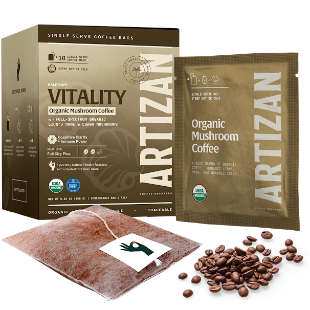 Organic Mushroom Coffee Singles Vitality with Lions Mane & Chaga