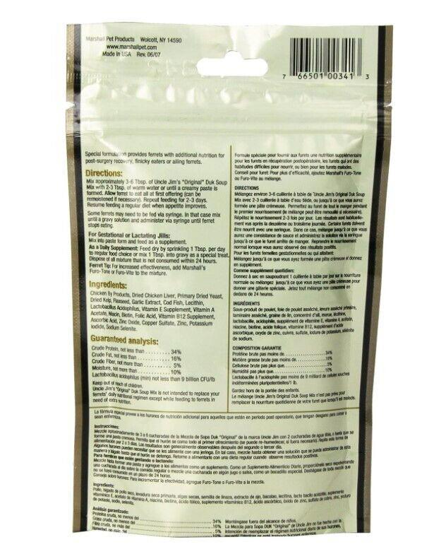 Marshall Uncle Jim's Original Duk Soup Mix for Ferrets Daily Supplements 4.5 oz