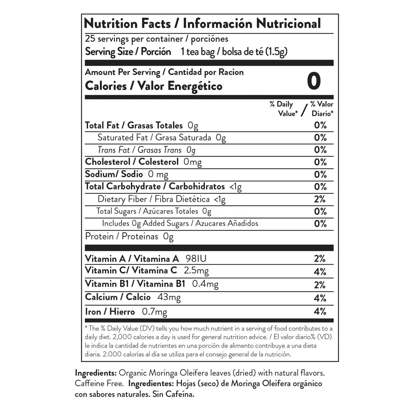 Organic Moringa Tea - Strawberry - Caffeine-Free Herbal Tea