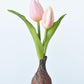 8" Faux Real Touch Soft Pink Tulips in Bulb w/pick