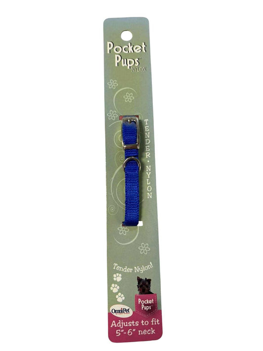 Pocket Pups  Dog/Cat/Ferret Micro Pet Collar Xtra-Small 5"-6" Neck  blue