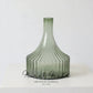 Green Ribbed Glass Vase
