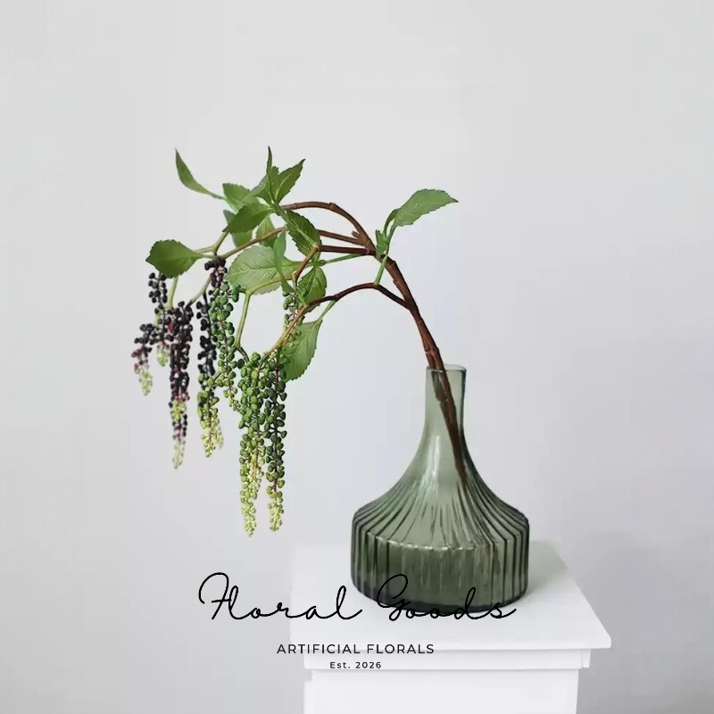 Green Ribbed Glass Vase