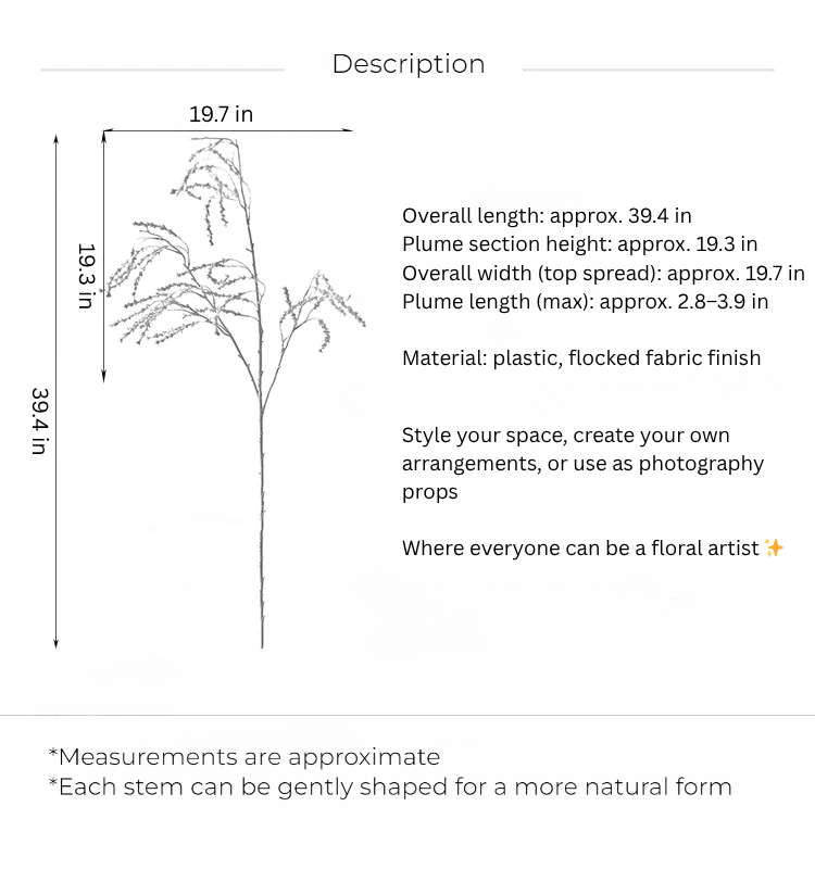 Wispy Plume Branch Stem – 39"