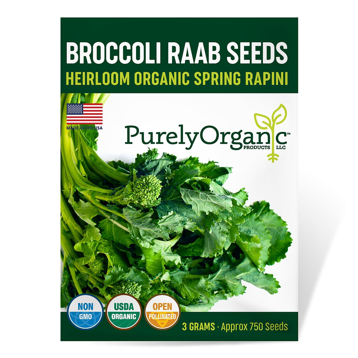 Purely Organic Spring Rapini Broccoli Raab Seeds - USDA Organic ...