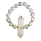 Clear Quartz & Selenite Double Pointed Crystal Bracelet