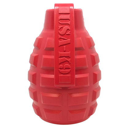 USA-K9 Grenade Rubber Dog Chew Toy | K9 Handler Reward Toy | Red & Blue | USA Made