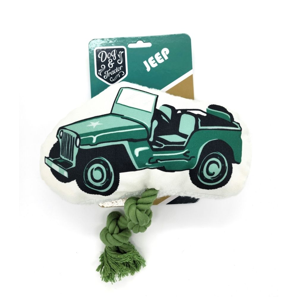 Country Living Retro Army Jeep with Squeaker & Crinkle Paper Plush Dog Toy