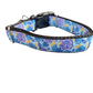 Pink and Blue Roses Nylon Dog Collar