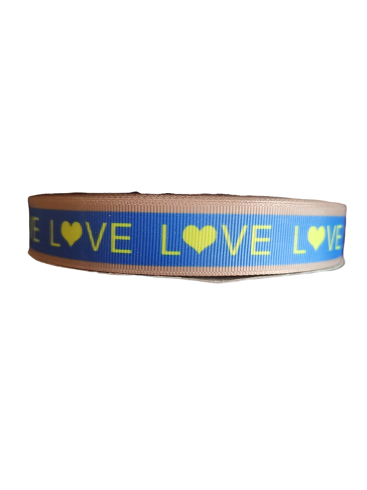 Love Blue Yellow Heart Nylon Dog Collar