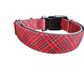 Red / Pink Plaid Christmas Nylon Dog Collar