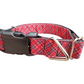 Red / Pink Plaid Christmas Nylon Dog Collar