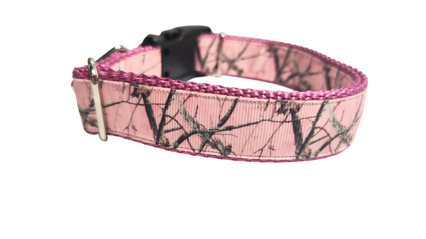 Pink Camo Nylon Dog Collar