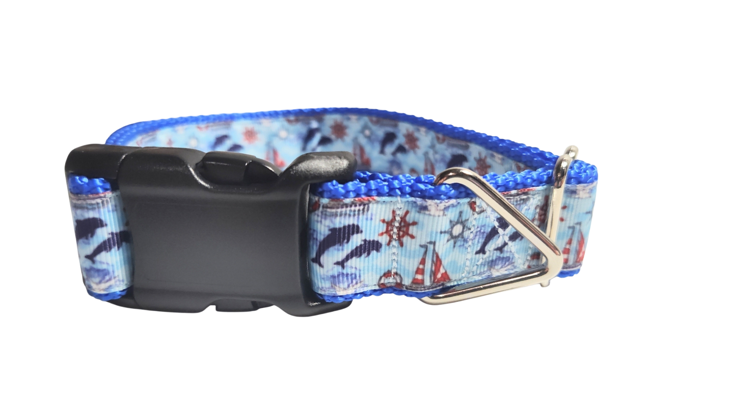 Dolphins at Sea Nylon Dog Collar