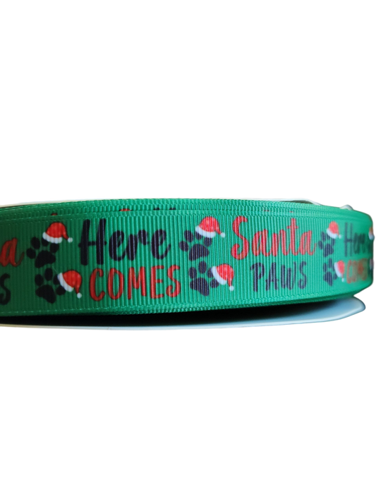 Here Comes Santa Paws Nylon Dog Collar, Leash