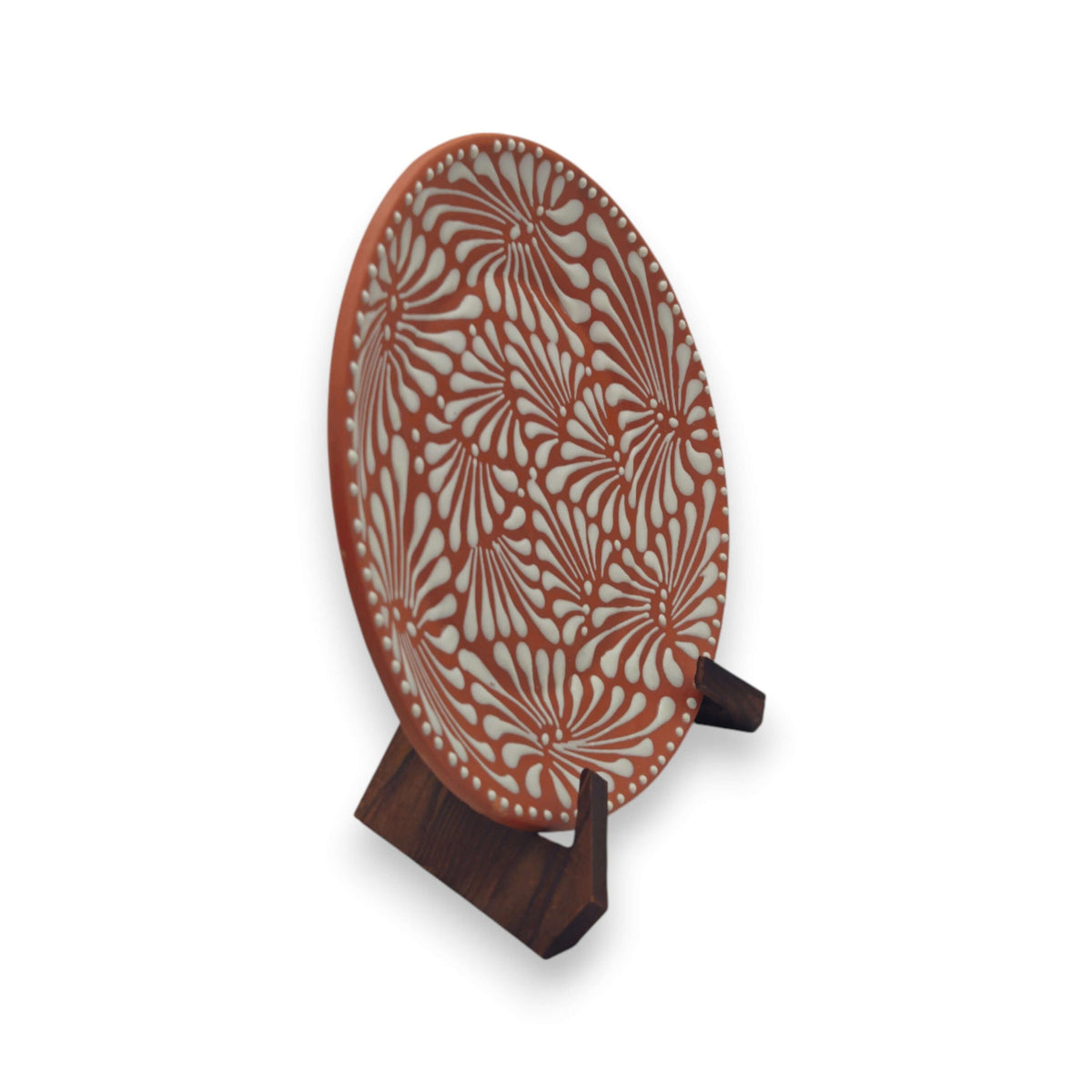 Juego de 4 platos de pared de Talavera en marrón y blanco | Platos decorativos de 11,5"