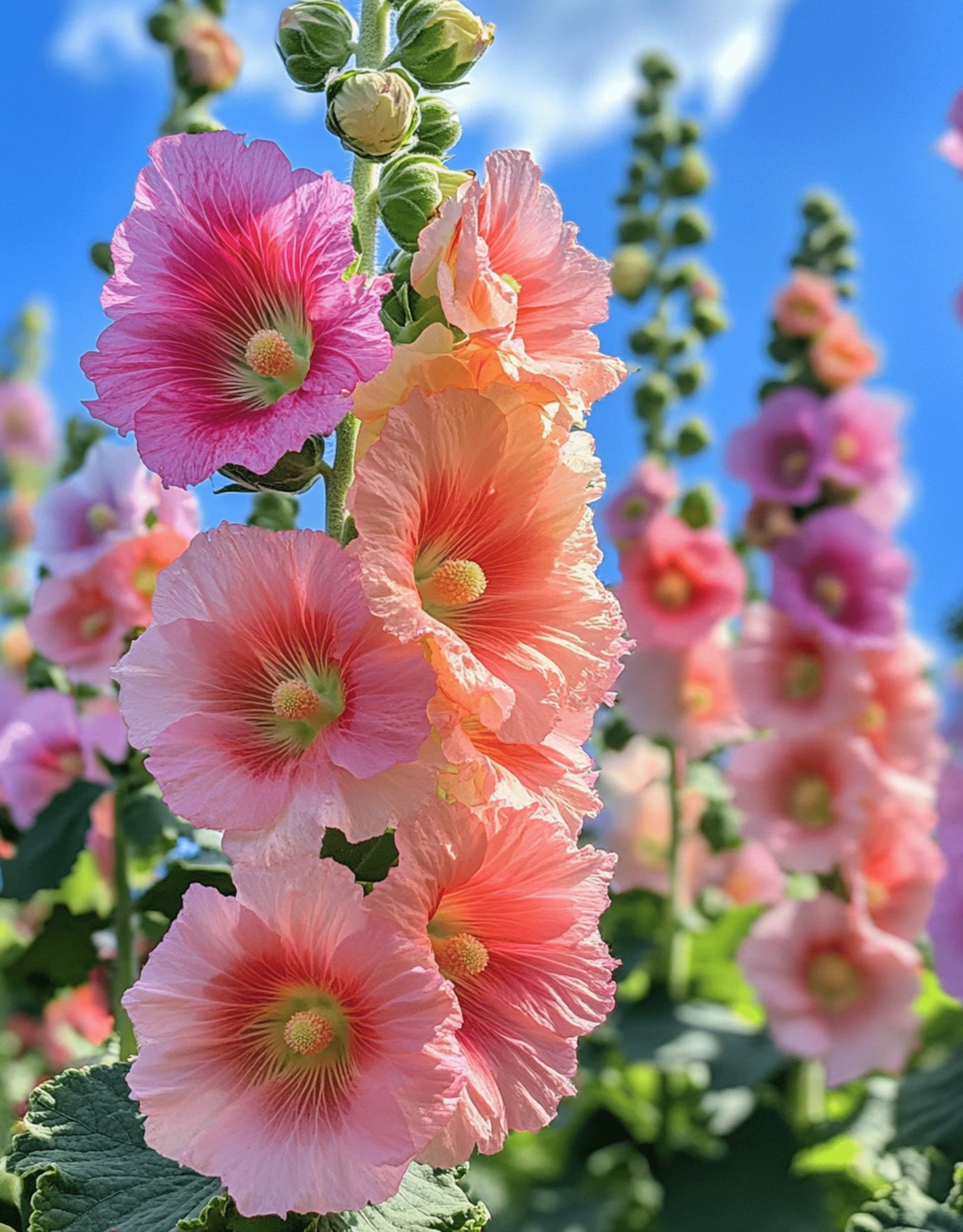 25 PEACH HOLLYHOCK Alcea Rosea Flower Seeds Perennial