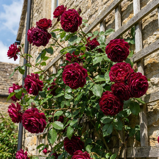 5 BURGUNDY CLIMBING ROSE Red Rosa Bush Vine Climber Fragrant Flower Seeds