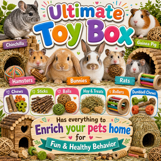 Ultimate Toy Box for Your Chinchilla, Rabbit, Guinea Pig or Rat & More Color or Natural