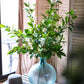 Faux Silk Camellia Flower Leaf Stem in Green or White