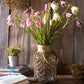 Faux Silk Fritillaries Lily Flower Stem in Pink or Purple 26" Tall