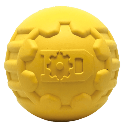 Industrial Dog Ball Rubber Chew Toy for Heavy Chewers | Yellow | USA Made | SodaPup