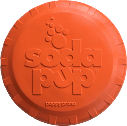 Bottle Top Flyer Rubber Frisbee for Dogs | Orange | Vet Approved | USA Made