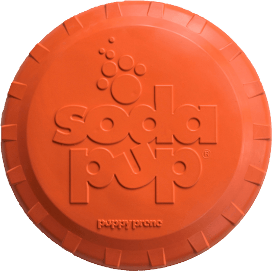Bottle Top Flyer Rubber Frisbee for Dogs | Orange | Vet Approved | USA Made
