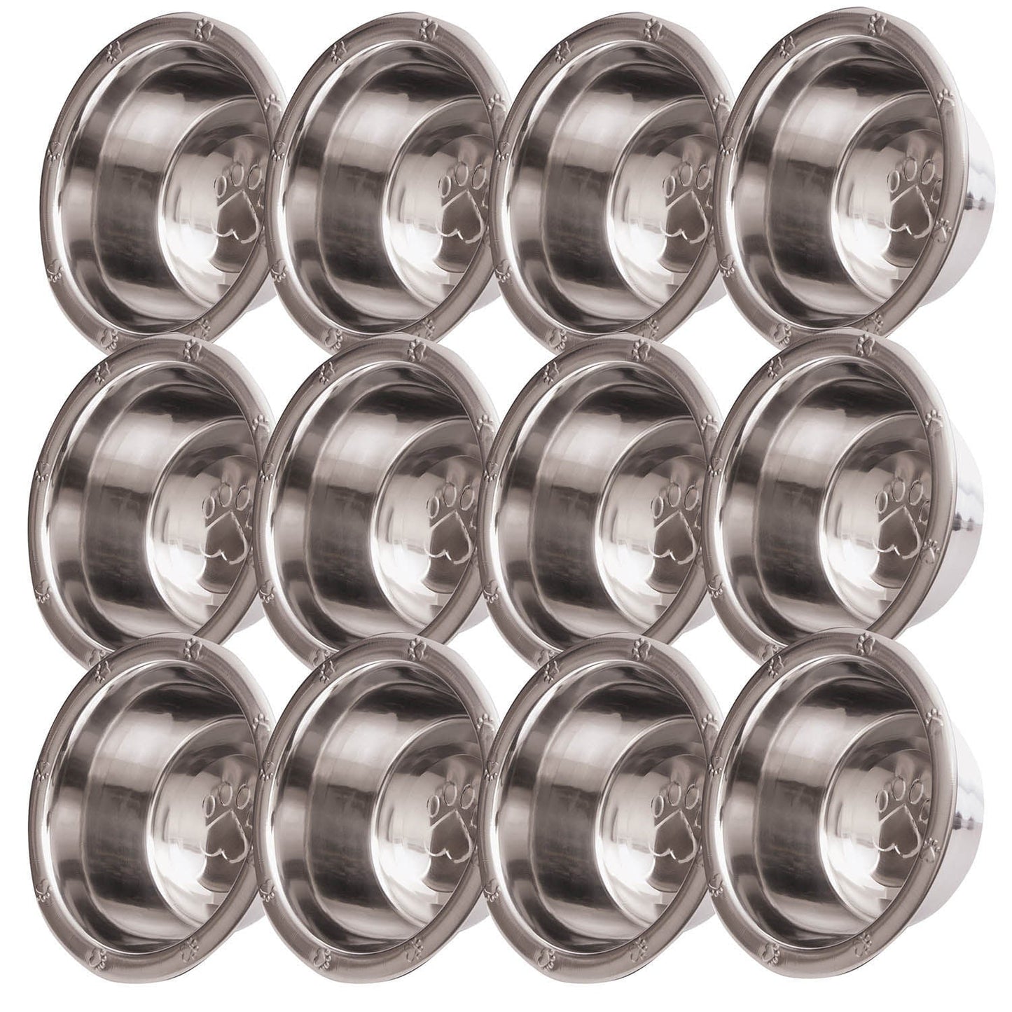 Jeffers Stainless Steel Embossed Wide-Lip Food & Water Pet Bowls
