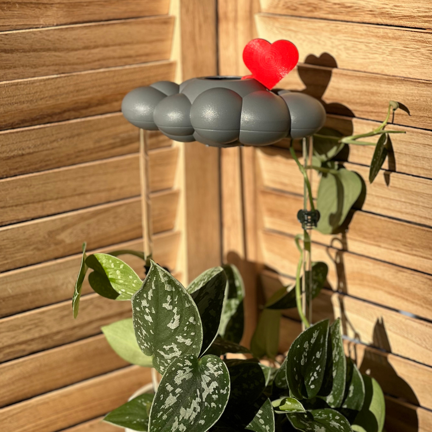 Stormy Dripping Rain Cloud with Red Heart Charm
