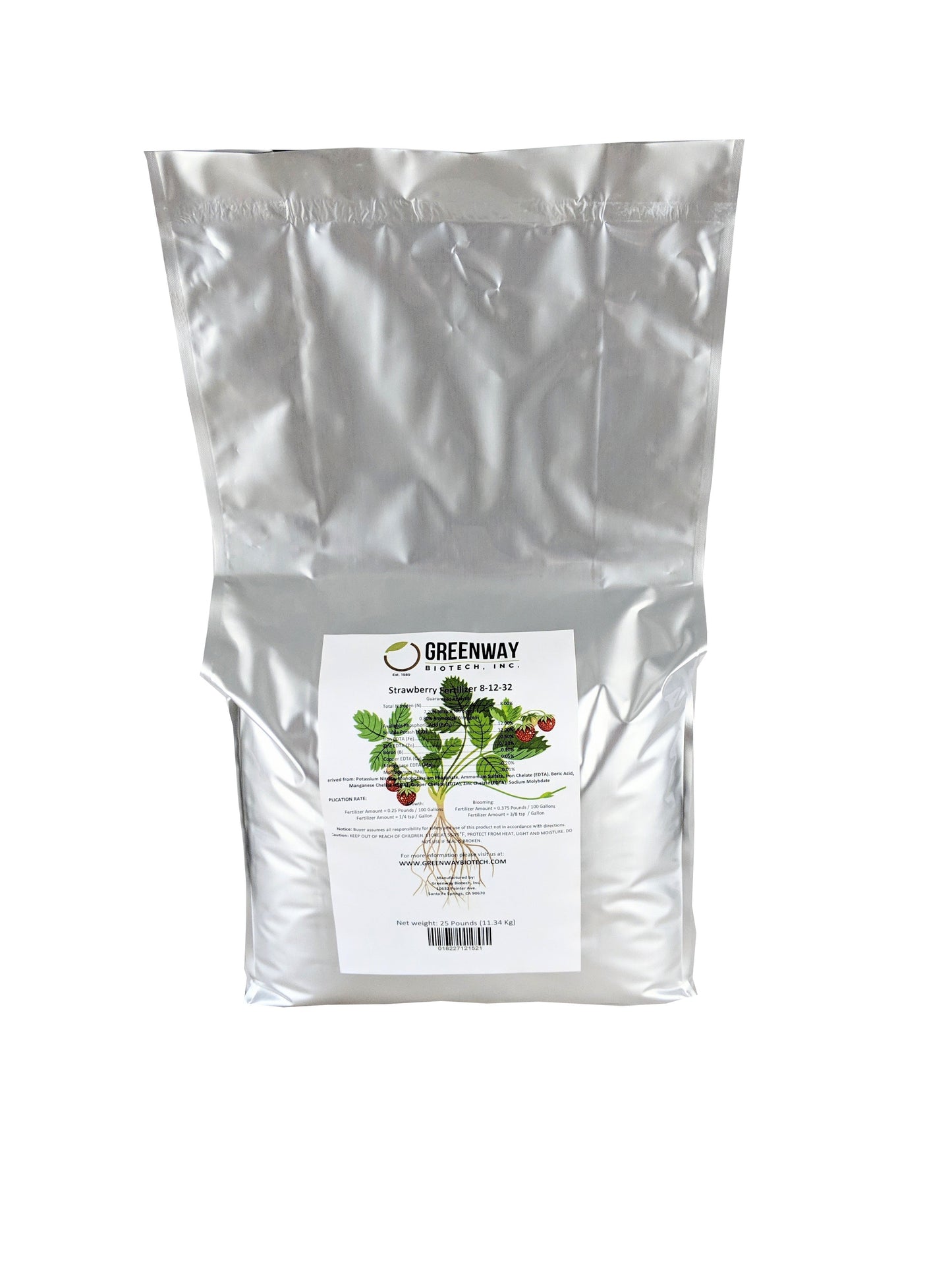 Strawberry Fertilizer 8-12-32 | Chelated Micronutrients | Hydroponics, Soil & Foliar Application