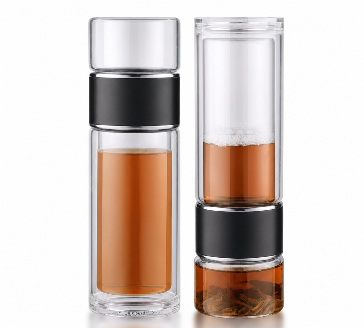 Double Wall Tea Glass Bottle With Stainless Steel Filter Tea Steeper