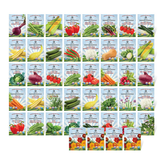 The Old Farmer's Almanac Heirloom Vegetable Seed Variety Pack - 44 Seed Packets