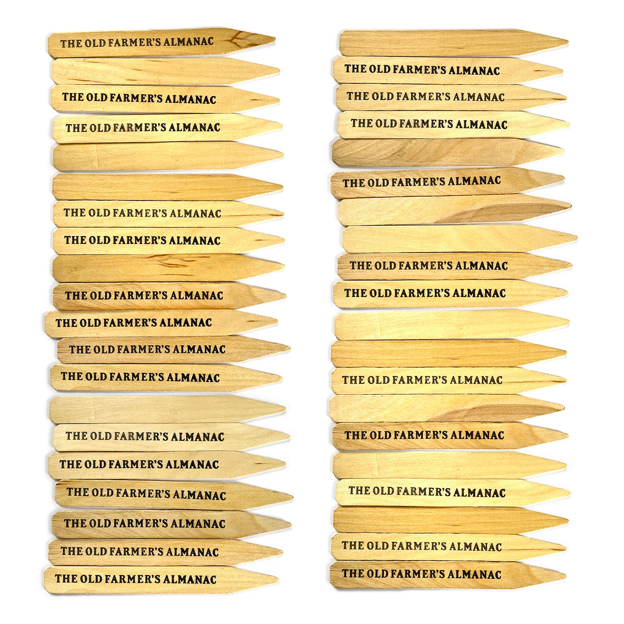 The Old Farmer's Almanac Wooden Garden Seed & Plant Markers - 40 Stakes - 8.0 x 0.875 Inches Each