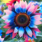 50 Twin-Blossom Blue Over Pink Sunflower Seeds - Rare Bicolor Blooms - Heirloom Pollinator Flower - Easy to Grow