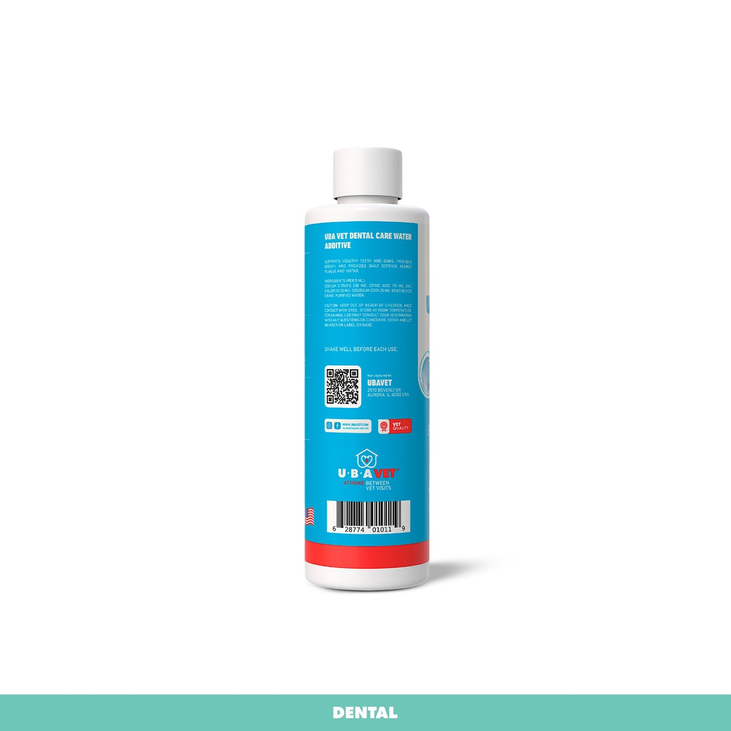 UBAVET Dental Care Water Additive for Dogs & Cats – Odorless & Tasteless Oral Health Solution (16 fl oz / 473 ml)
