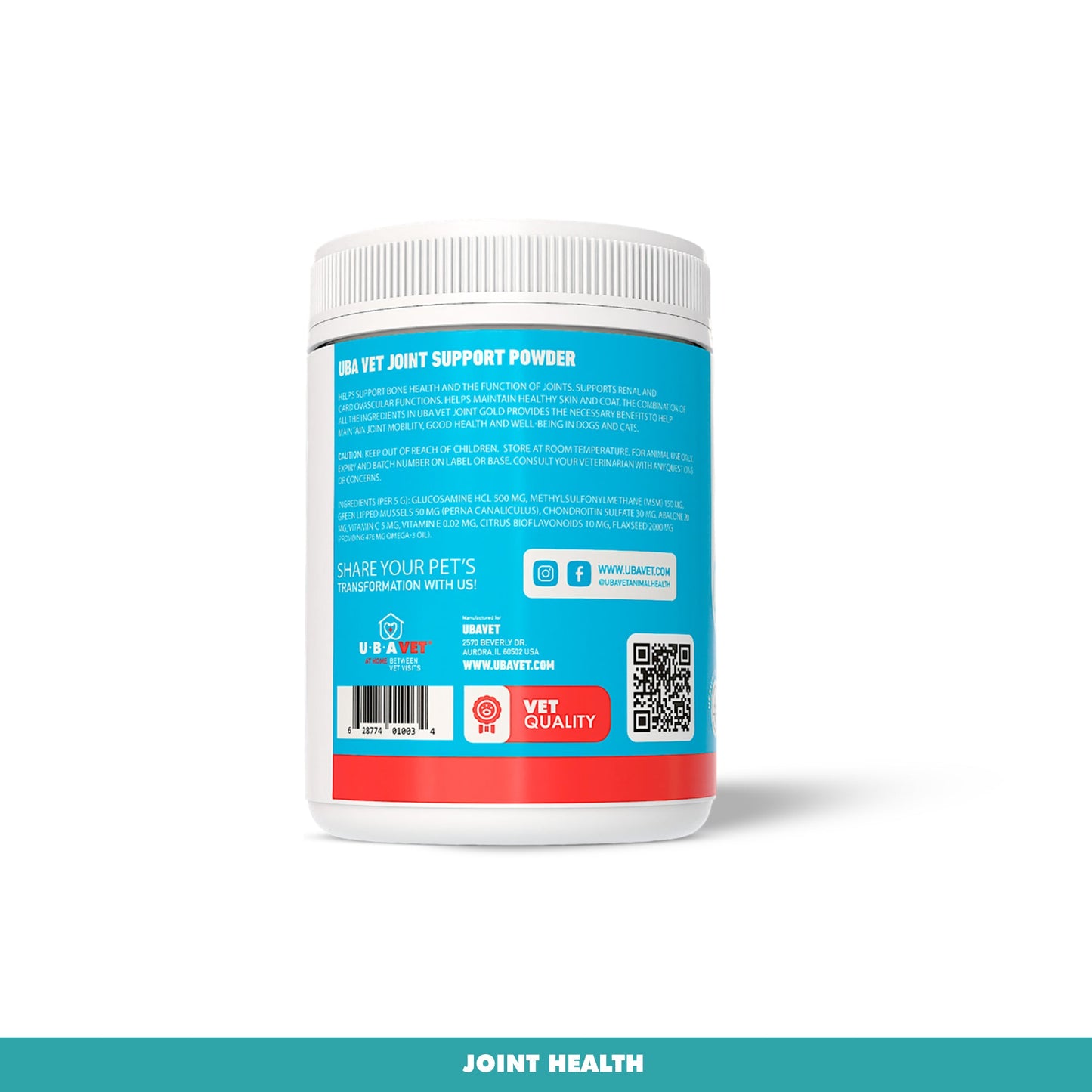 UBAVET Joint Gold Support Powder for Dogs & Cats – 8.8 oz / 250 g