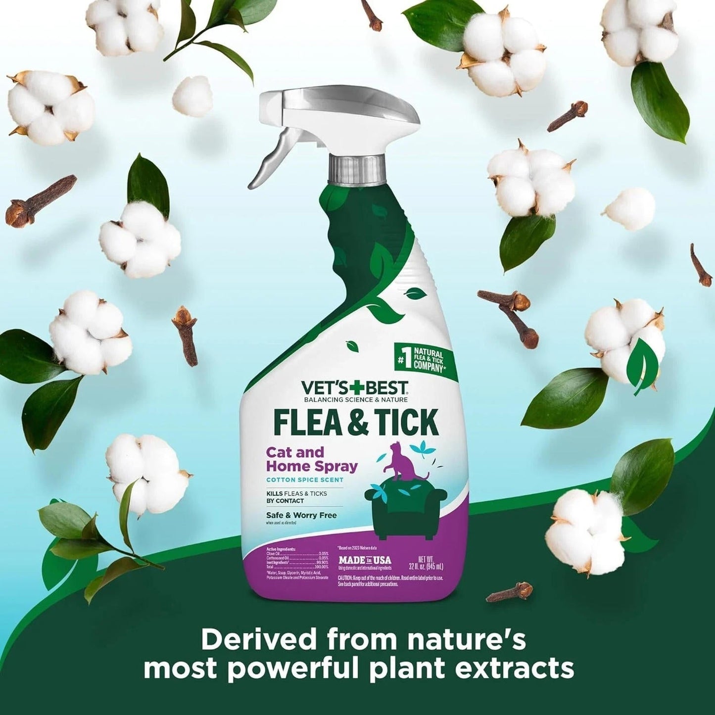 Vet's Best Cat & Home  Treatment Spray  Cotton Spice 32oz