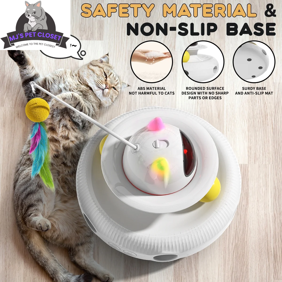 Juguete interactivo 4 en 1 para gatos con láser y pelotas de rastreo
